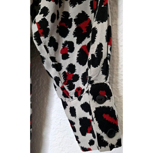 Zara Shirt Womens Small Red Black Leopard Print Oversized Flowy Tunic Top Baddie - Picture 5 of 7